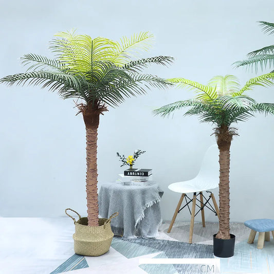 Árbol de coco Artificial de 150/180cm/210cm, plantas verdes grandes, palmera, bonsái, decoración para el hogar, oficina, piso en maceta