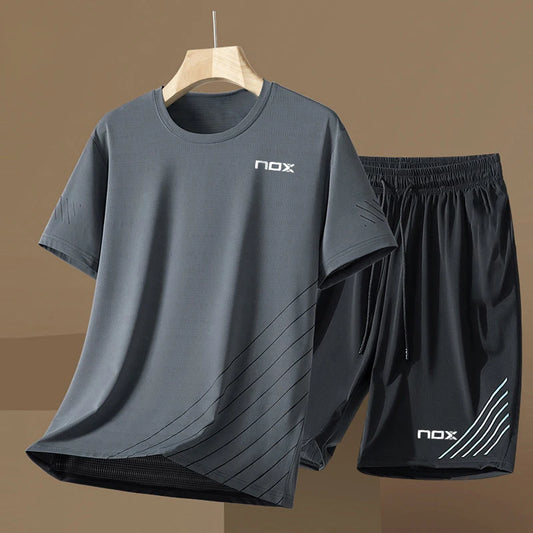 2024 Boutique Sportswear Men's Tennis Sportswear Fitness Short-sleeved Short-sleeved Summer Round Neck T-shirt Shorts Men's Suit