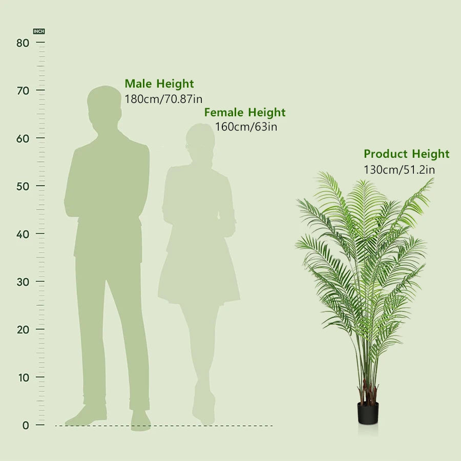 130cm Large Artificial Palm Tree with pot Tropical Fake Plants Areca Palm Tree Decoration for Indoor and Outdoor Living Room
