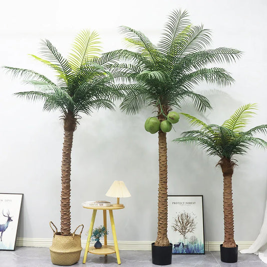 Árbol de coco Artificial de 150/180cm/210cm, plantas verdes grandes, palmera, bonsái, decoración para el hogar, oficina, piso en maceta