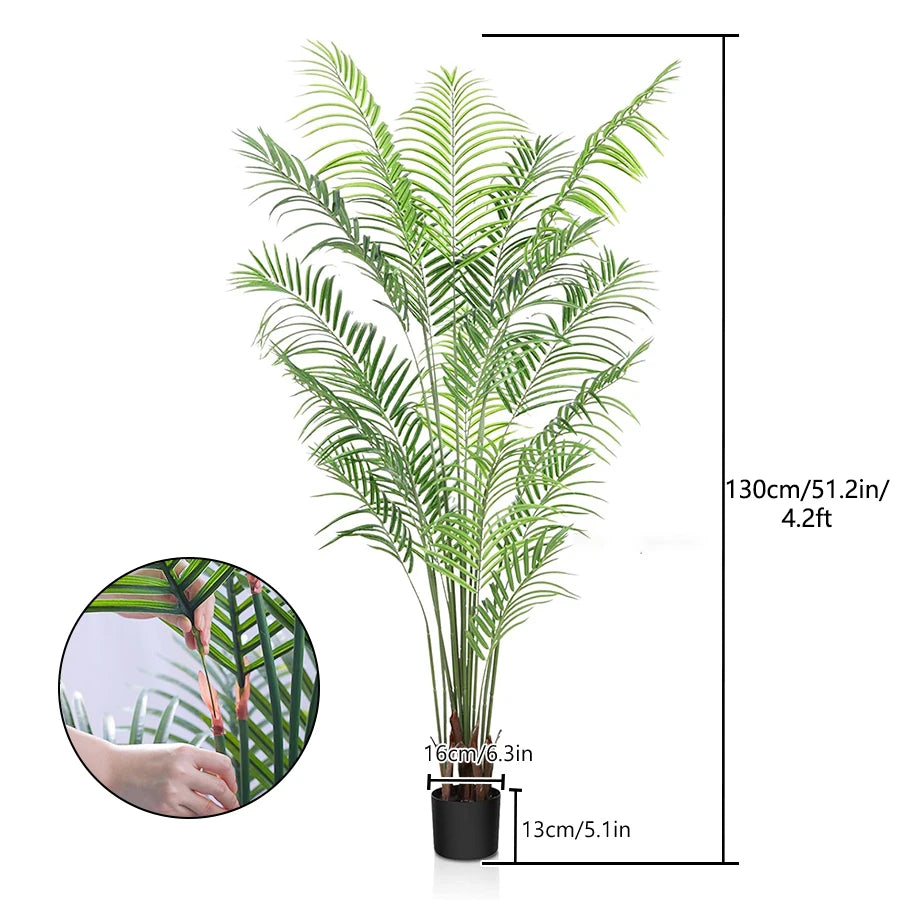 130cm Large Artificial Palm Tree with pot Tropical Fake Plants Areca Palm Tree Decoration for Indoor and Outdoor Living Room
